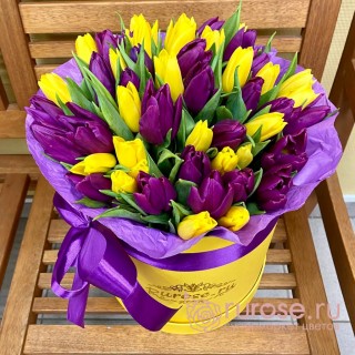 Тюльпаны в коробке "Вера Надежда Любовь"